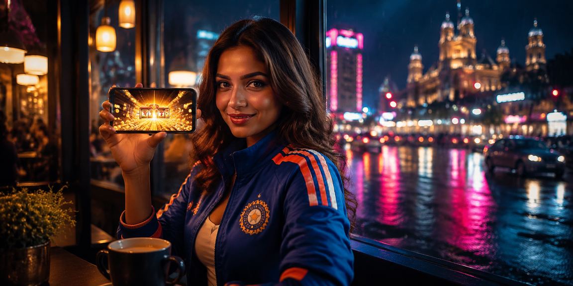 IPL cricket betting scene in Pune city with neon highlights